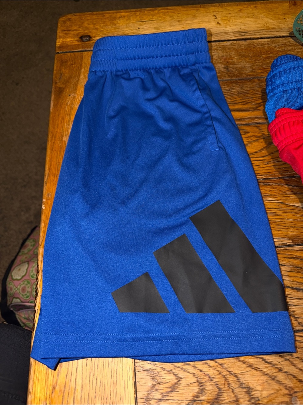 adidas Royal Blue Kids Athletic Shorts with Black Logo